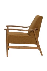 holborn upholstered armchair with wooden arms and legs - boucle manilla, 3q. upholstered to order