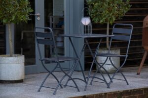 trattoria bistro set - folding table and chairs - anthracite - lifestyle shot