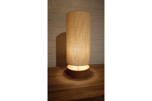 pacific table lamp - contemporary table lamp with solid beech base and tall cylinder shade