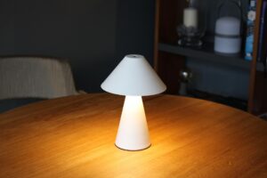 porcini led lamp - mood shot - small adjustable led table lamp