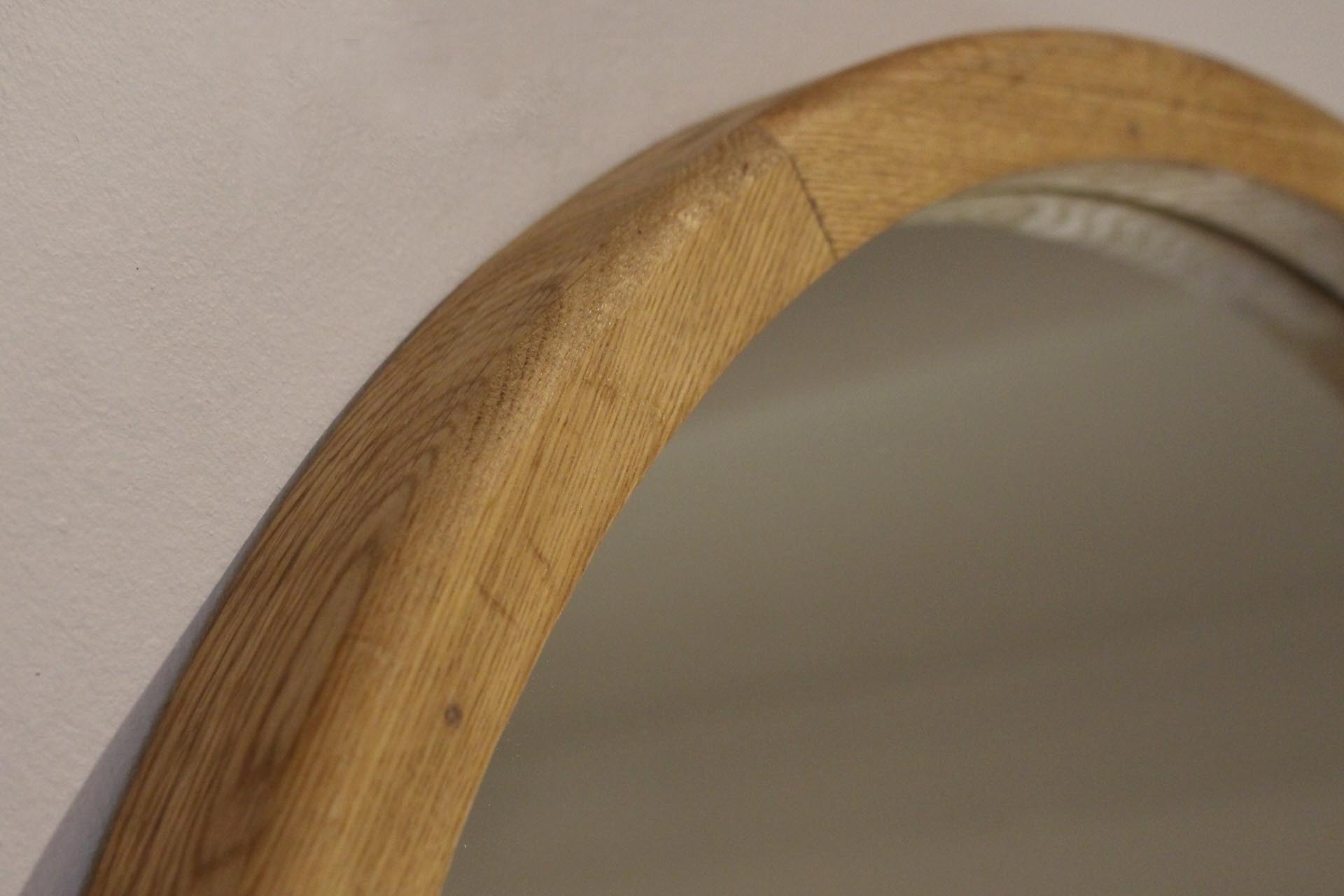 tor half-moon mirror - solid oak frame detail