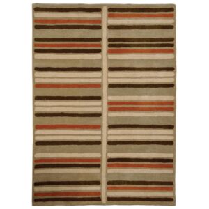 Ribs wool rug, earth/rust 170 x 240cm - contemporary rug design, line pattern, tufted pile.